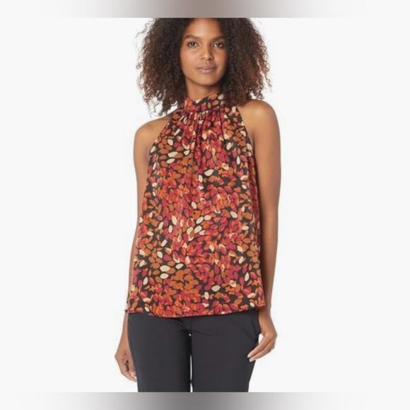 LIVERPOOL Sleeveless Mock Neck Halter Top- Autumn Petals Size XS NWT - Picture 1 of 13